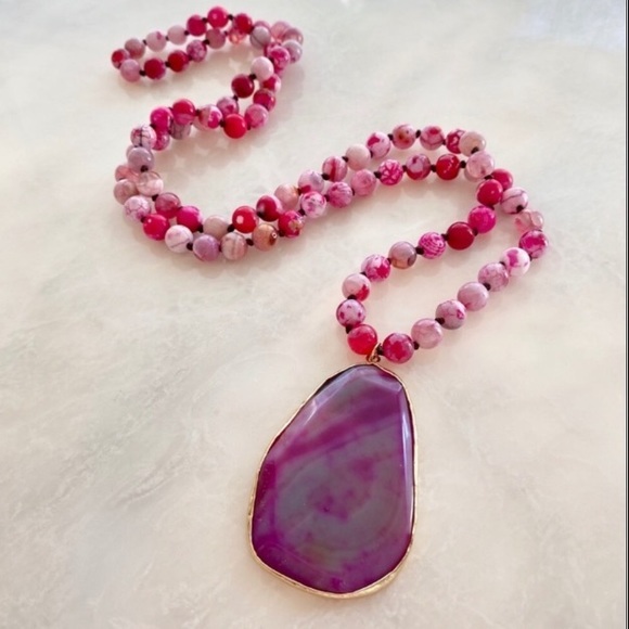 Pretty Pink Stone Necklace